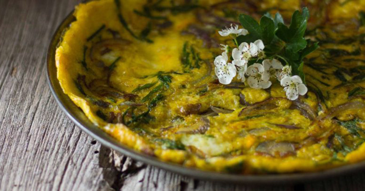 Frittata con le cime di luppolo